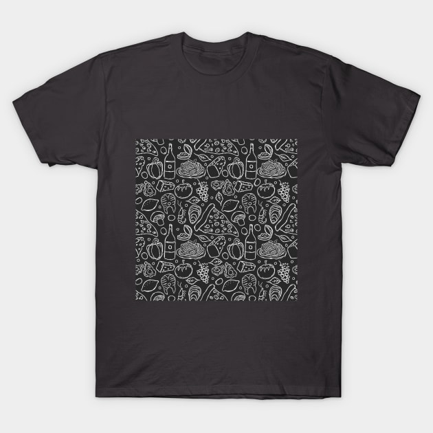 Italian food pattern. Seamless italian food background T-Shirt by JAG2B